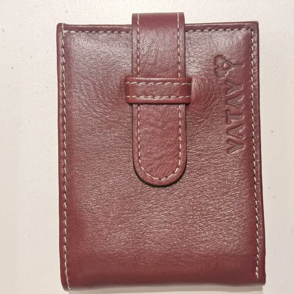 BILLETERA CON RABILLO CUERO ROJA (8143)